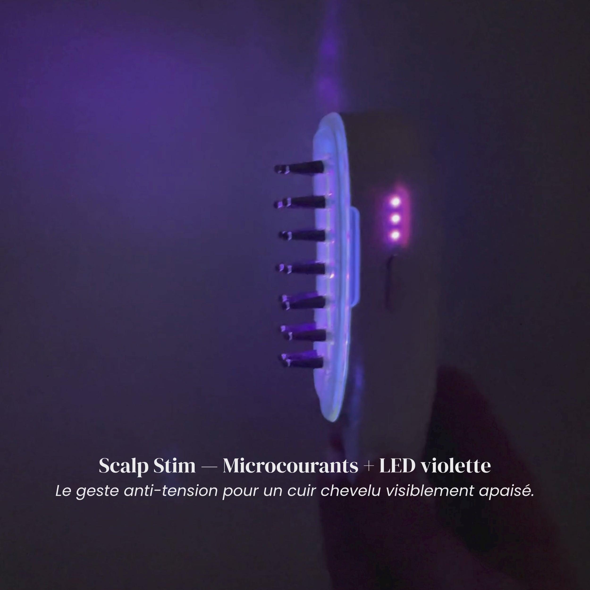 Embout Scalp Stim OYYO PRO+ — picots métal avec EMS et LED violette pour massage du cuir chevelu